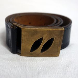 Men's Leather Belt with Gold Buckle